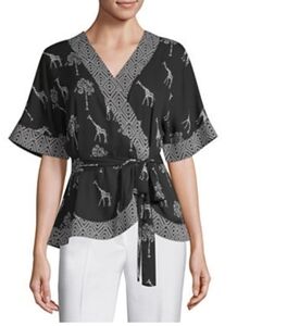 WORTHINGTON Short Sleeve V Neck Kimono blouse